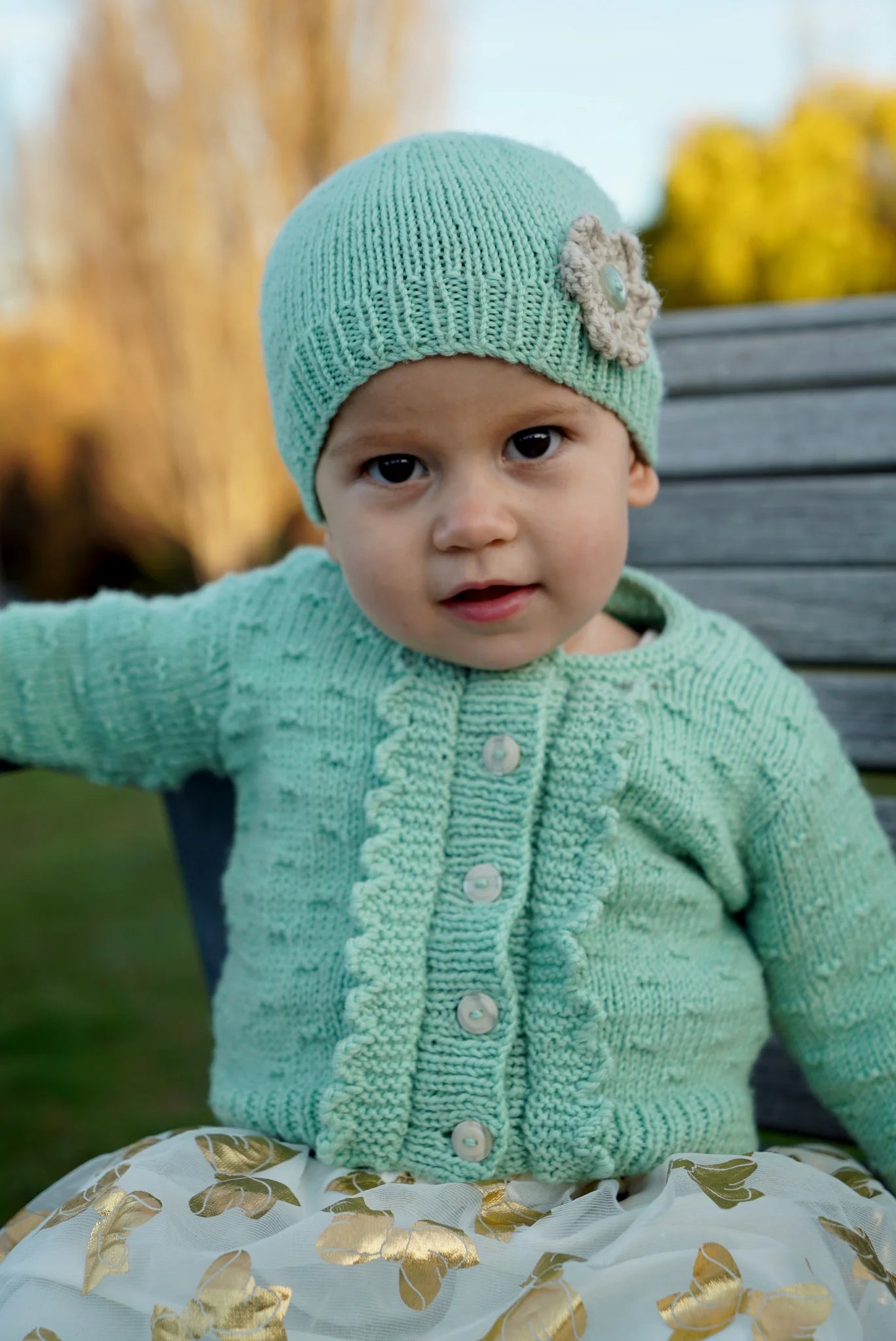 Imogen Cardi & Hat 8ply | Lisa F Design BC83