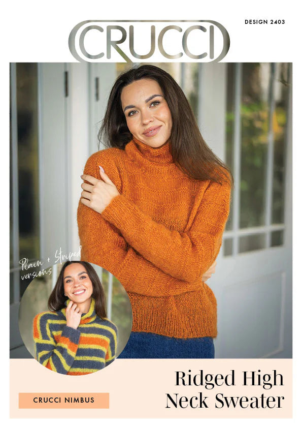 Ridged High Neck Mohair Sweater | Crucci 2403