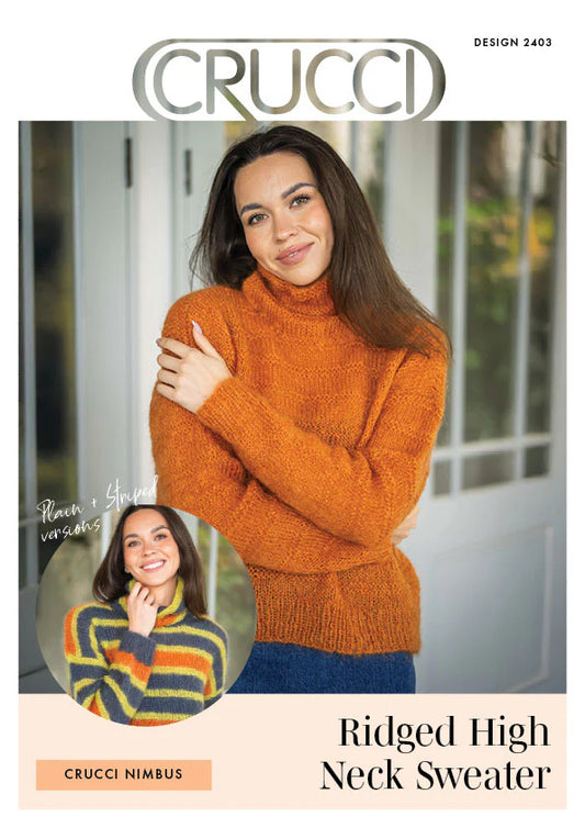Ridged High Neck Mohair Sweater | Crucci 2403
