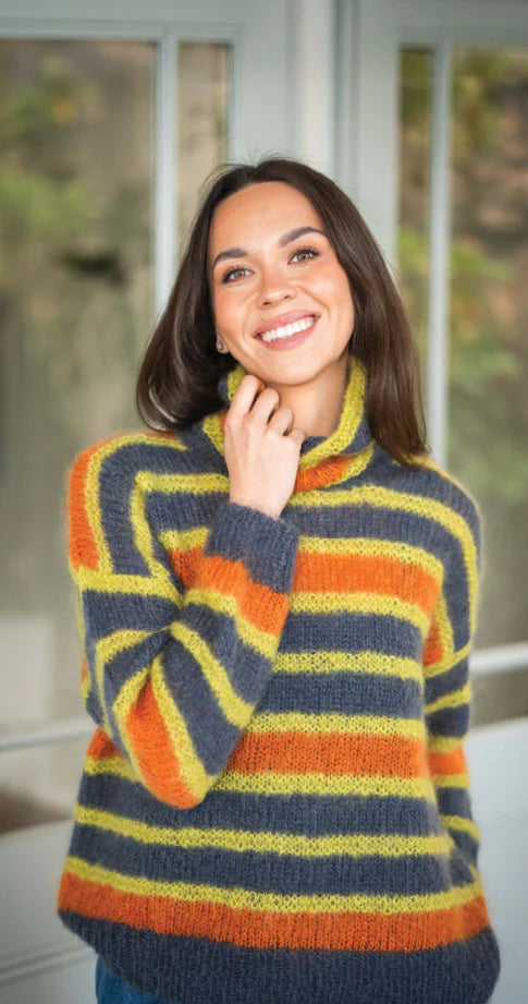 Ridged High Neck Mohair Sweater | Crucci 2403