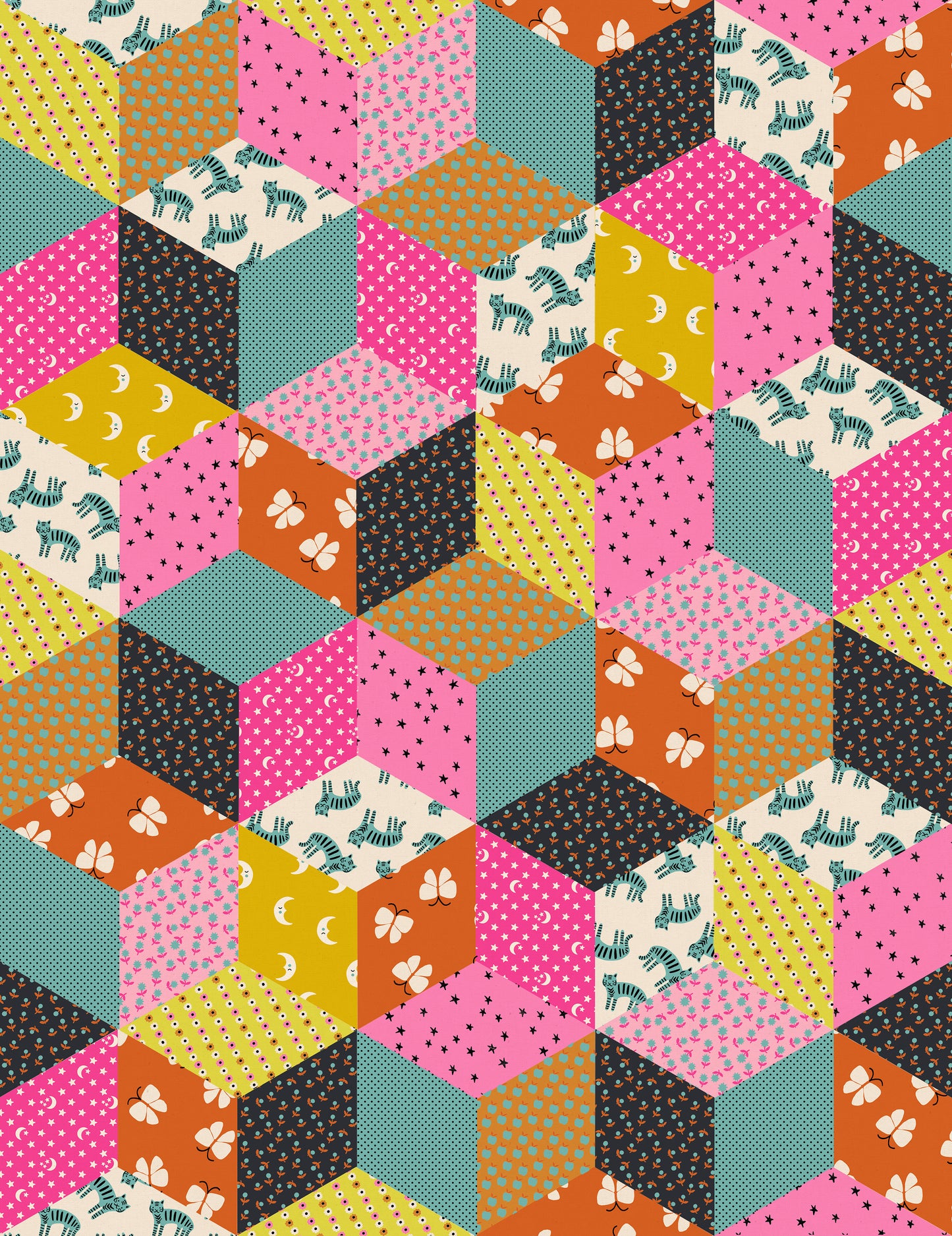 Ooh Lucky Lucky | Canvas Tumbling Blocks | Turquoise RS4120 15L