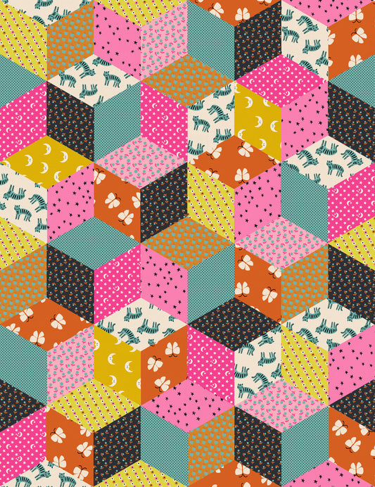 Ooh Lucky Lucky | Canvas Tumbling Blocks | Turquoise RS4120 15L
