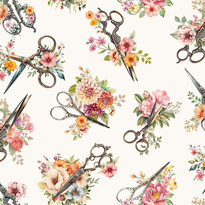 Happy Place | Floral Scissors | Cream CD3875