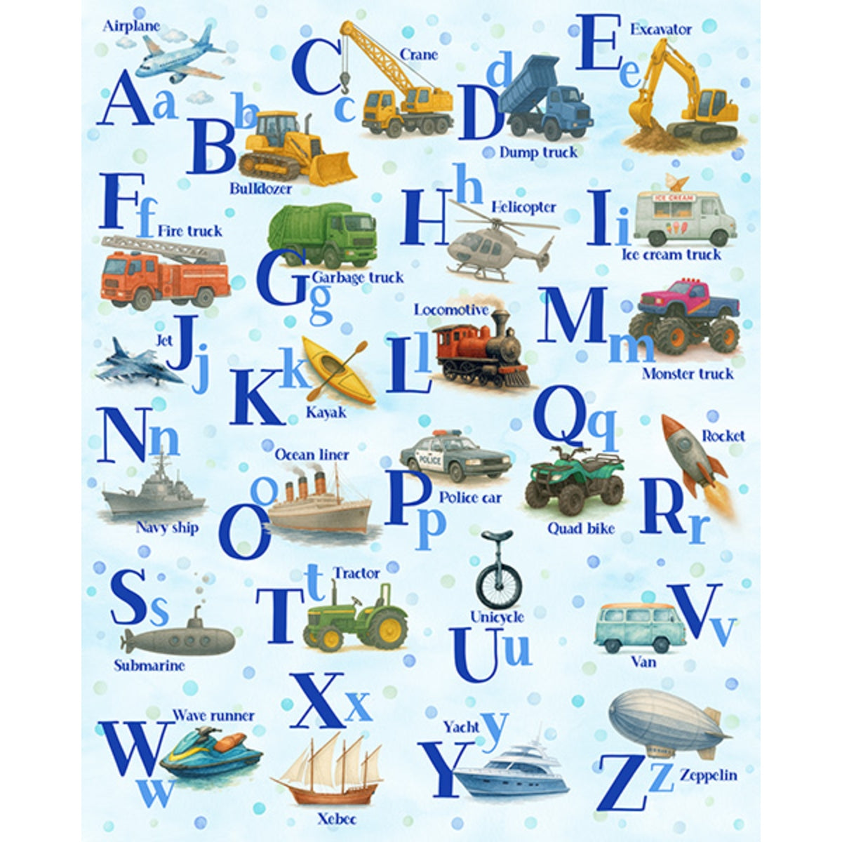 Things that go from A-Z | Transport ABC 90cm/36" Panel | X5742-708