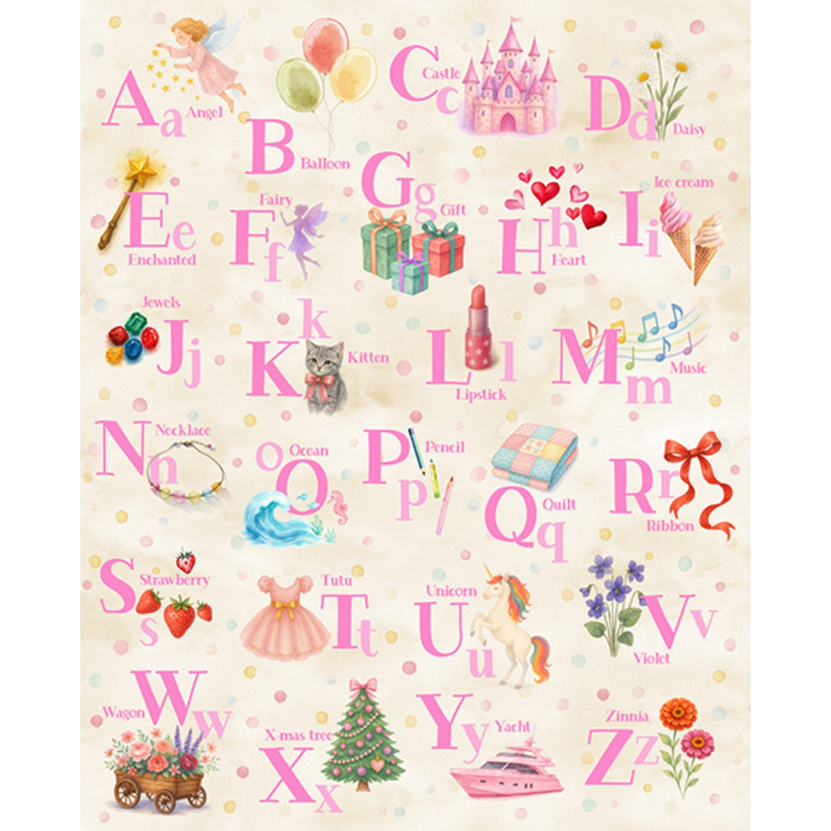 Things that go from A-Z | Girly Things ABC 90cm/36" Panel | X5746-531