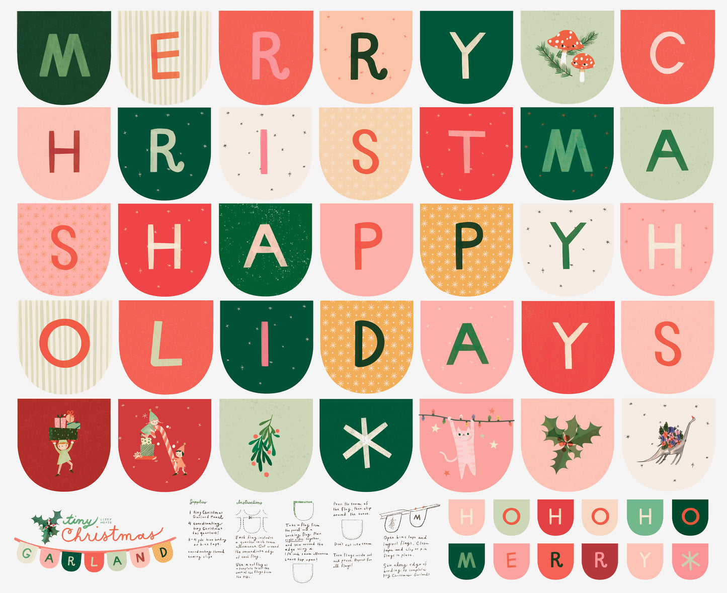 Tiny Christmas | 90cm Garland Panel | Snow 37138 11