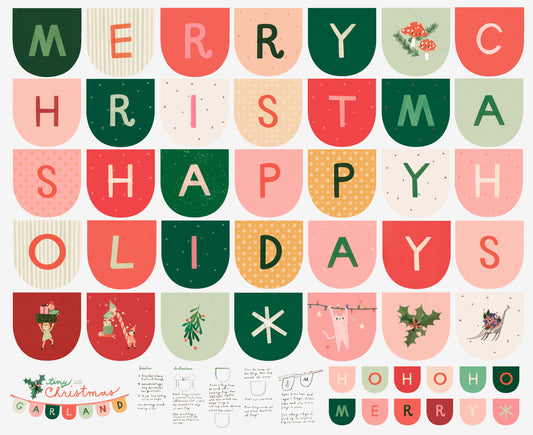 Tiny Christmas | 90cm Garland Panel | Snow 37138 11