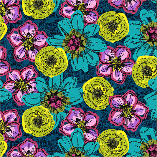 Winding Roads | Flower Fields | Teal 44300 113