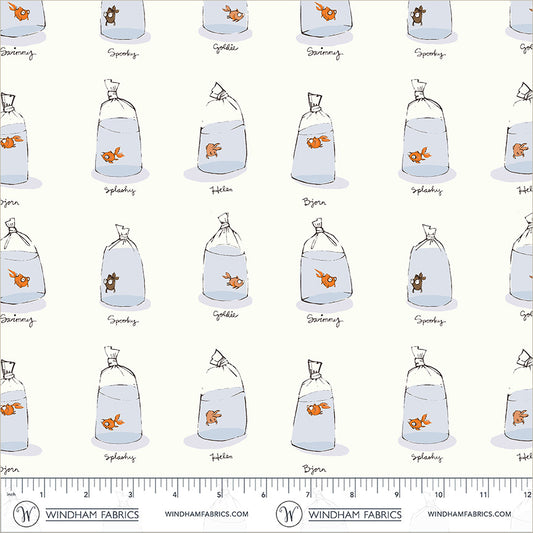 Heather Ross Favourites | Goldfishes in Bags | White 55212D-2