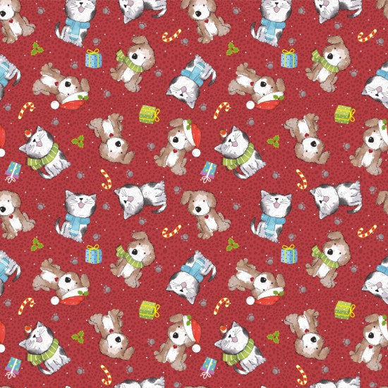 Festive Cats and Dogs | Red | 81360 102