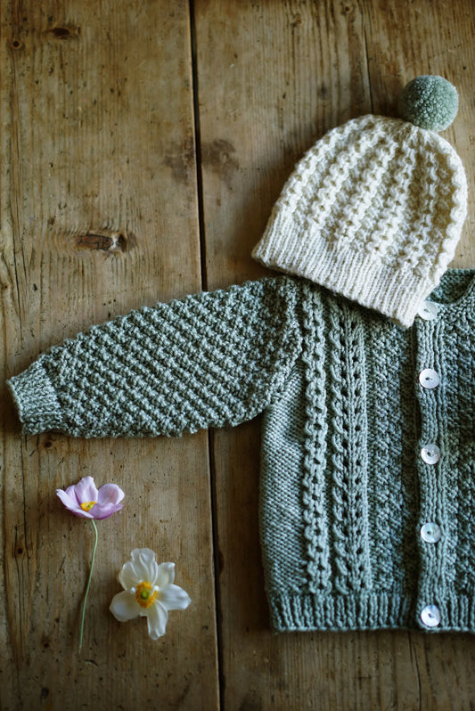 Addison Cardi & Beanie 8ply | Lisa F Design - BC71
