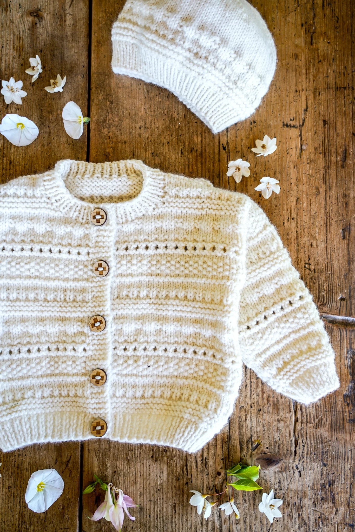 Lowen Cardi & Hat 8ply | Lisa F Design BC150