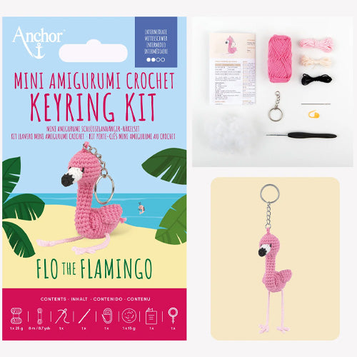 Anchor | Mini Amigurumi Key Ring Kit | Flo the Flamingo