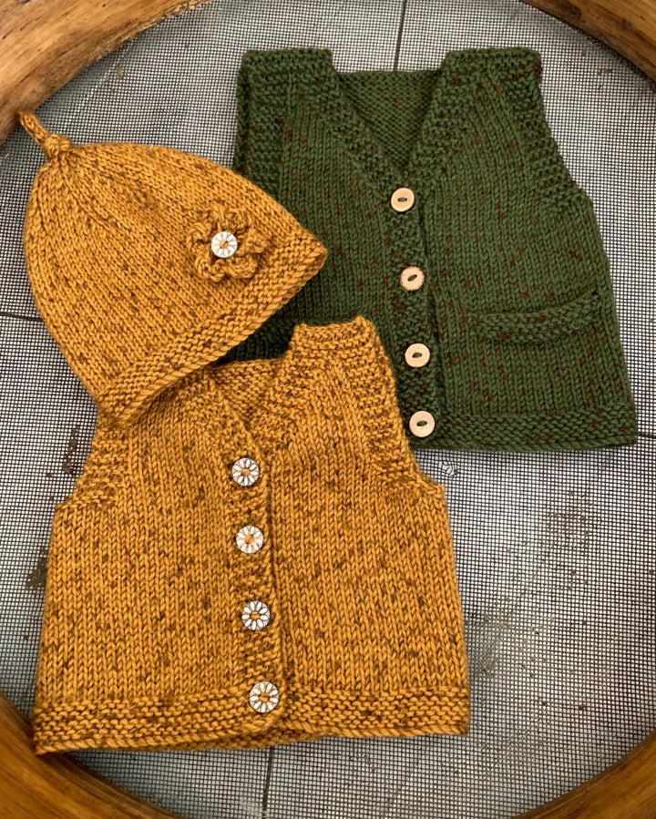 Ava & Archie Vintage Vest & Hat 8ply | The Kiwi Stitch & Knit Co