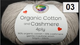 Organic Cotton and Cashmere 4ply