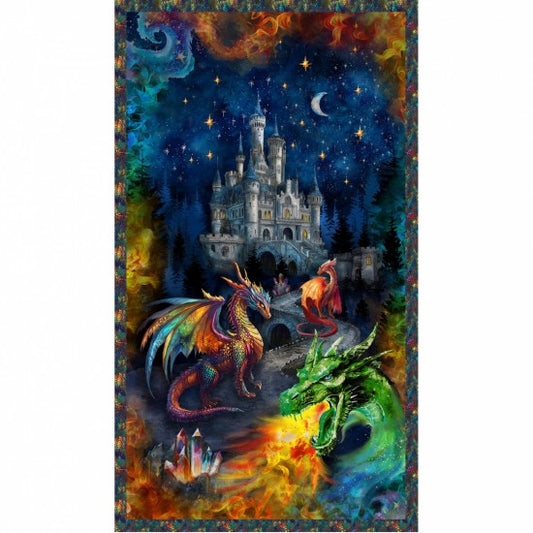 Dragon Kingdom | A Dragon's Castle 60cm Panel | Midnight 54805DP-1