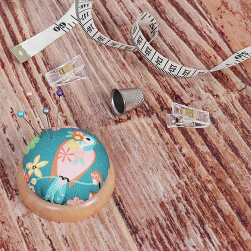 Pin Cushion with Wooden Base | Bird, Bee, or Floral